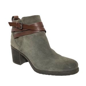 Sam Edelman Grey Brown Leather Harness Booties 9.5